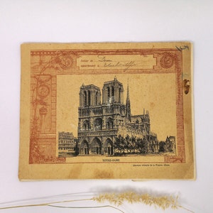 Quaderno scolastico d'epoca / XIX secolo 1897 / Francia / pagine di scrittura / collezione di carta antica / Notre Dame de Paris / corso di lezione