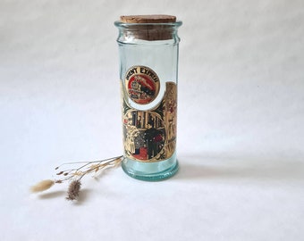 Vintage glass jar cork stopper decor Orient Express/container storage kitchen top storage retro/pot decor decoration Art Deco France French