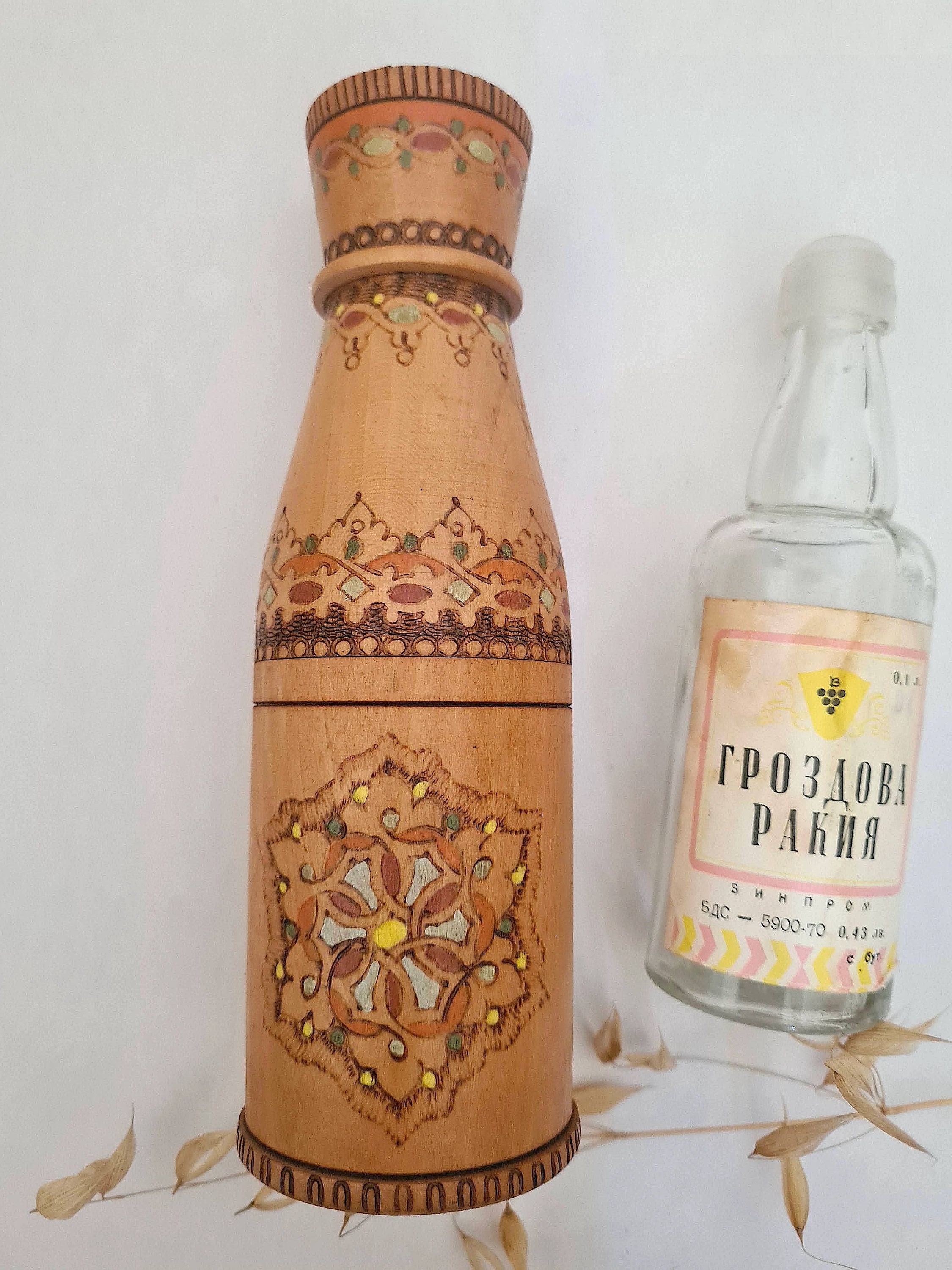 ヴィンテージボトル ロシア/ロシア美術/ガラスラベル/アルコール