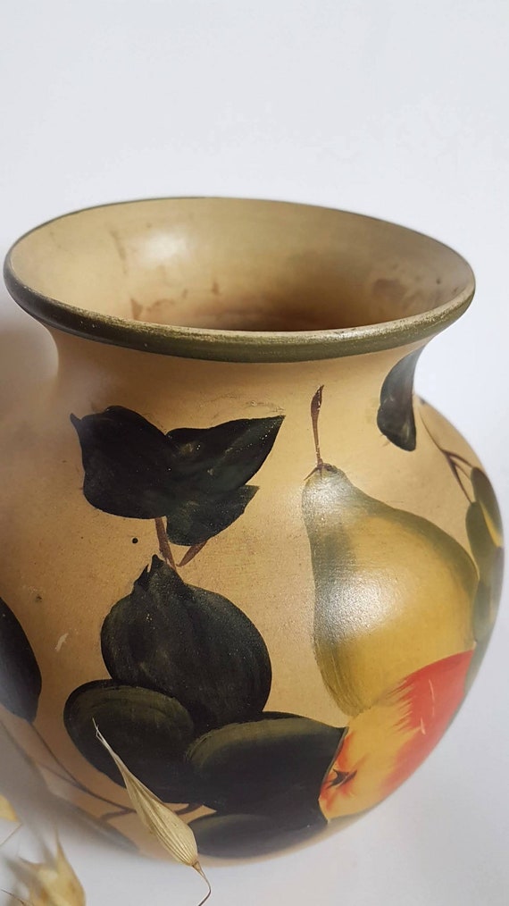 ヴィンテージ花瓶ポット手描き装飾フルーツパターンセラミック陶器装飾 