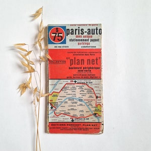 Vintage Plan net Paris-auto/mapa drogowa S75/oficjalny plan ulotki/informacje o ruchu drogowym/wydanie France Ponchet/dokument turystyczny