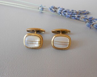 Boutons De Manchette Vintage – Effet écaille De Tortue Avec Verre, Monture En Métal Doré