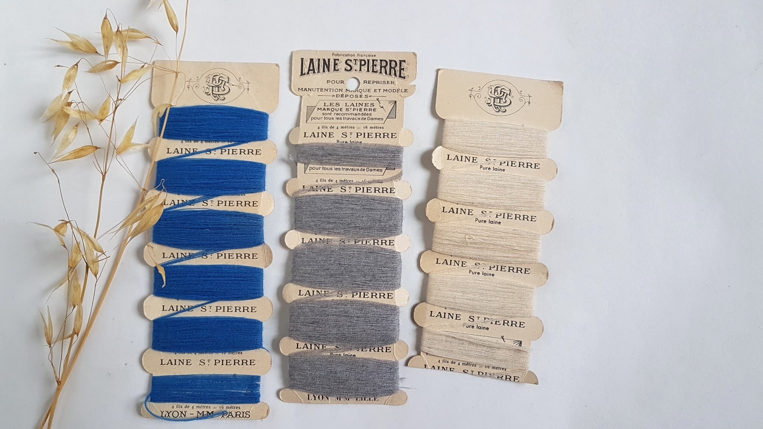 Lot De Fils à Repriser En Laine - Plusieurs Couleurs Disponibles, Mercerie Ancienne D'occasion