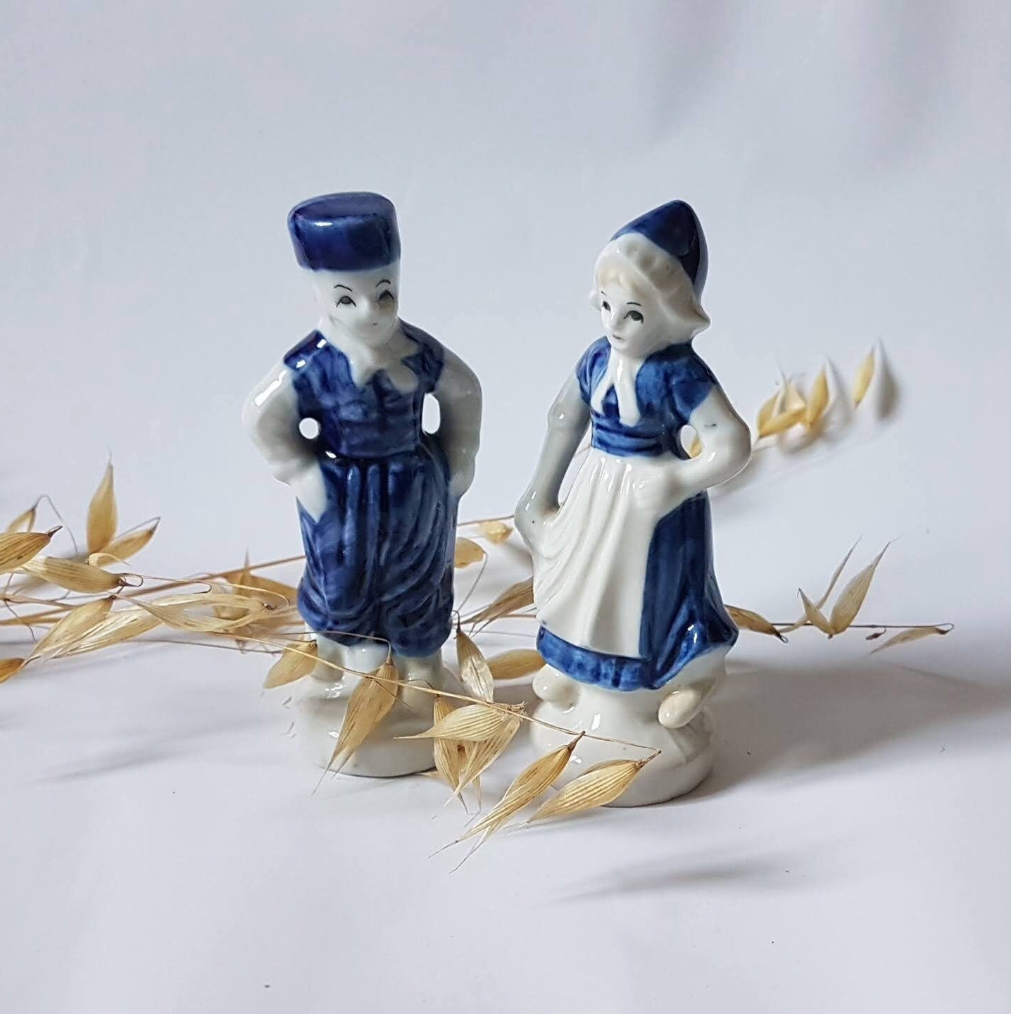 Vintage Home Knick Knacks Blue Porcelain Woman Figurine