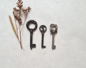 Vintage clé fer forgé/ornée décorée/artisanal/design industriel/antique ancienne/serrure Belle Epoque/collection décoration/demeure meuble