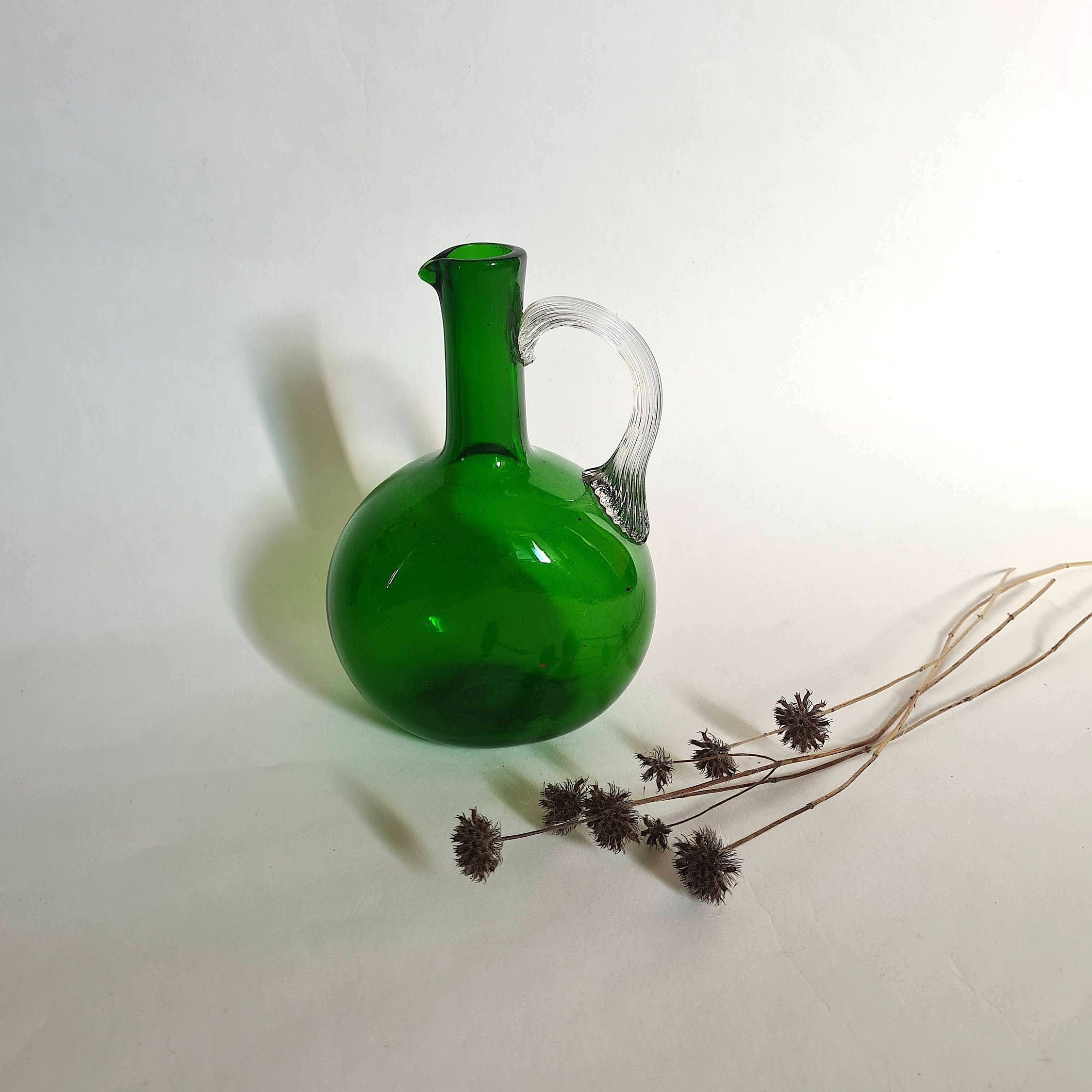 Ancienne Bouteille Carafe En Verre Soufflé - Cave Coop Pollestres - Danseurs