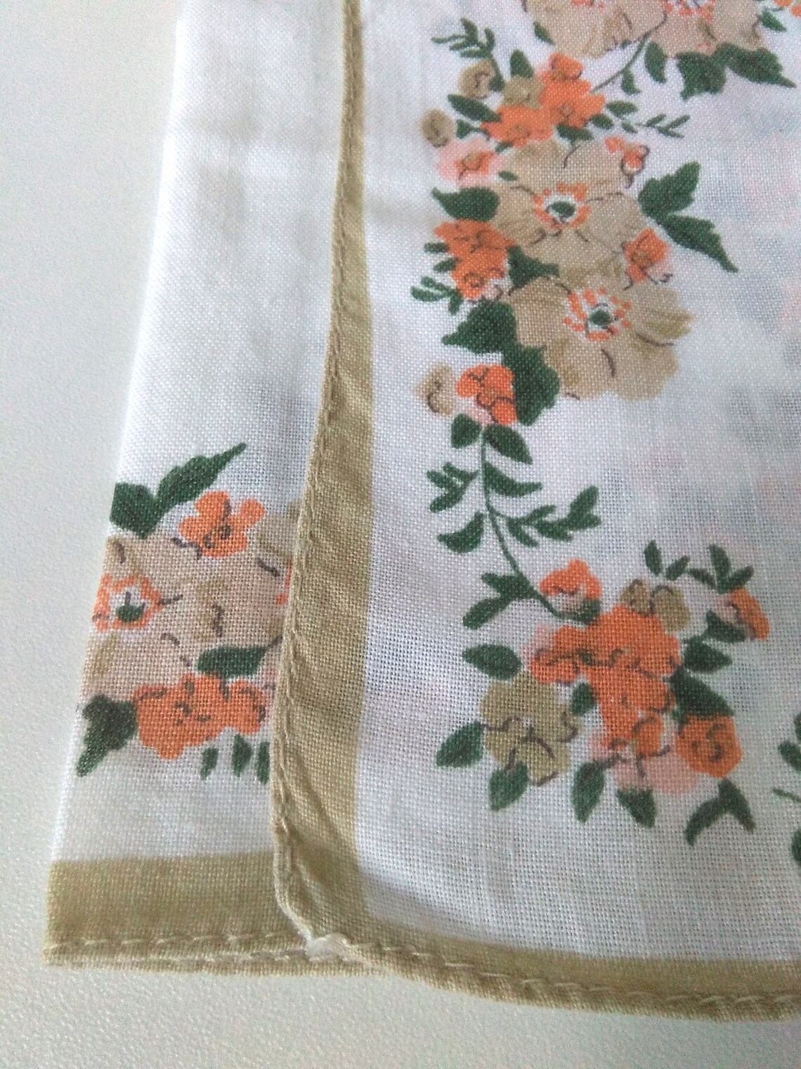 Mouchoir de poche carré en lin, 23x23cm, Vintage, motif fleuri, pour