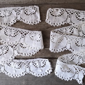 Vintage dentelle galon/mercerie/coton crochet blanc/fait main/accessoire décoration/maison décor ornement/couture confection/accessoire