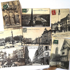 Vintage postales individuales colección en blanco y negro viejos papeles antiguos Francia París recuerdo historia Inglaterra Europa