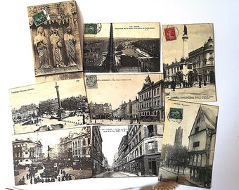 Vintage single postcards black and white collection old paper France French Paris souvenir history correspondence antique