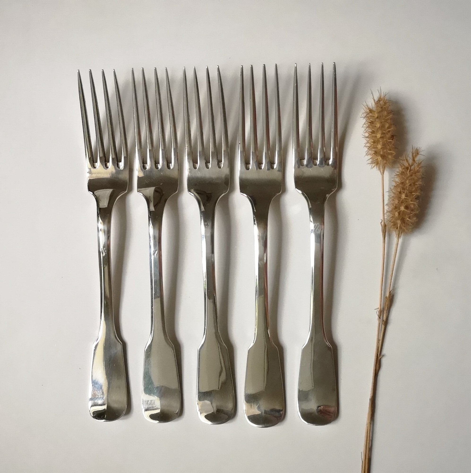Vintage Argent 925 Couverts Argenterie Fourchette 5 Lot France Français Poinçon Boulenger Art de La