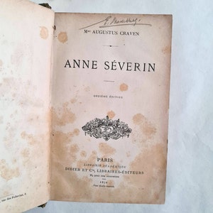 Vintage Anne Severin book/Augustus Craven/eleventh edition/library Didier Cie/literature 1872/France XIXth century/Pauline De La Ferronnays