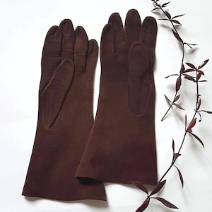 Vintage braune Lederhandschuhe/Modeaccessoire/made in France/Größe 6/handgenäht Damen/Winter 50er Jahre Antik Flohmarkt/Kleidung klein