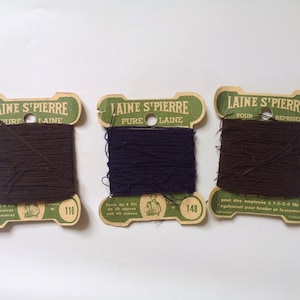 Fornecimento de retrosaria vintage 3 caixas de fio de lã pura cerzido Saint Pierre França acessórios de costura carretel materiais agulhas de trabalho