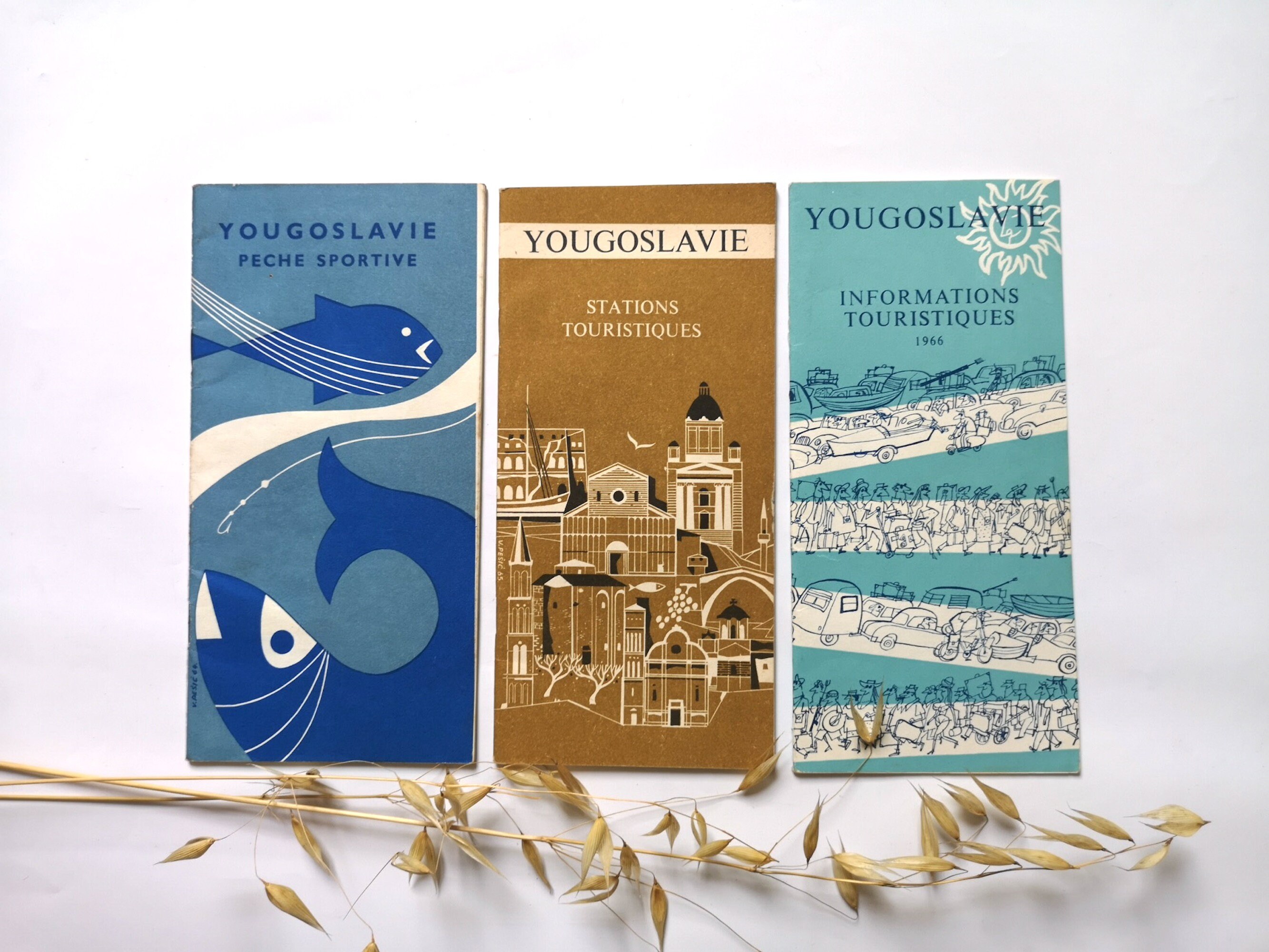 Vintage Carte 3 Tourisme Yougoslavie Route Vacances Touristique Années 60 Information Locale Europe 