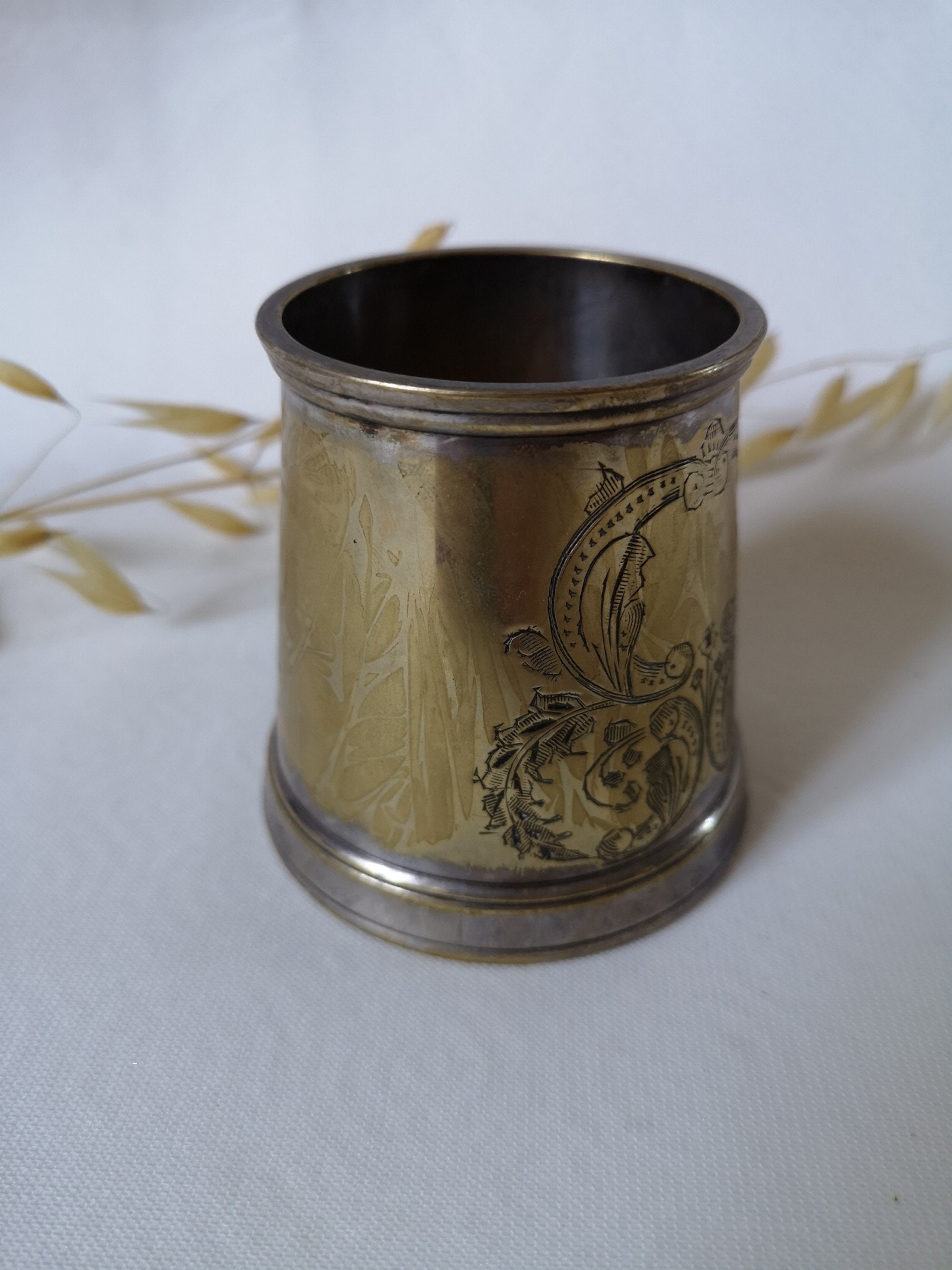 Vintage XIXè ancien argent tasse timbale gobelet de baptême Etsy