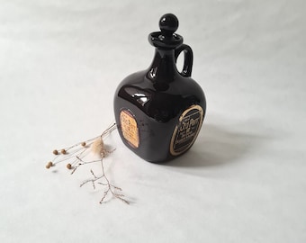 Vintage Grand Old Parr De Luxe Scotch Whiskey/jar bottle jug pitcher decanter/ceramic porcelain black glazed/empty bistro collection  French