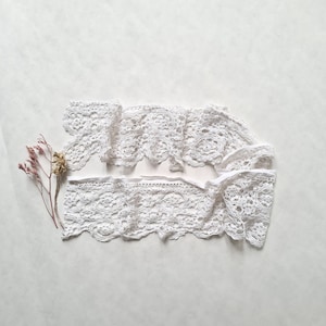 Vintage galon dentelle/crocheté crochet blanc fait main/large ajouré bandeau ruban/ancien accessoire mercerie à coudre/garniture bordure
