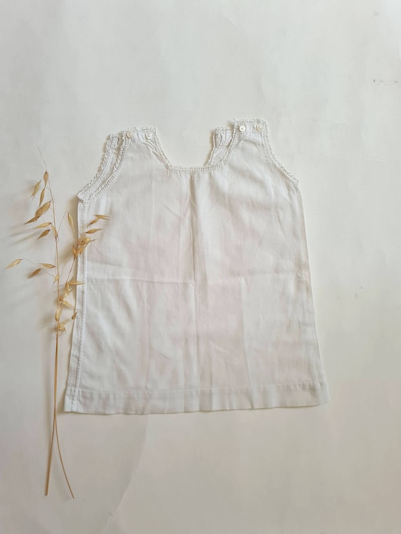 Vintage linen baby birth child white cotton embro… - image 1