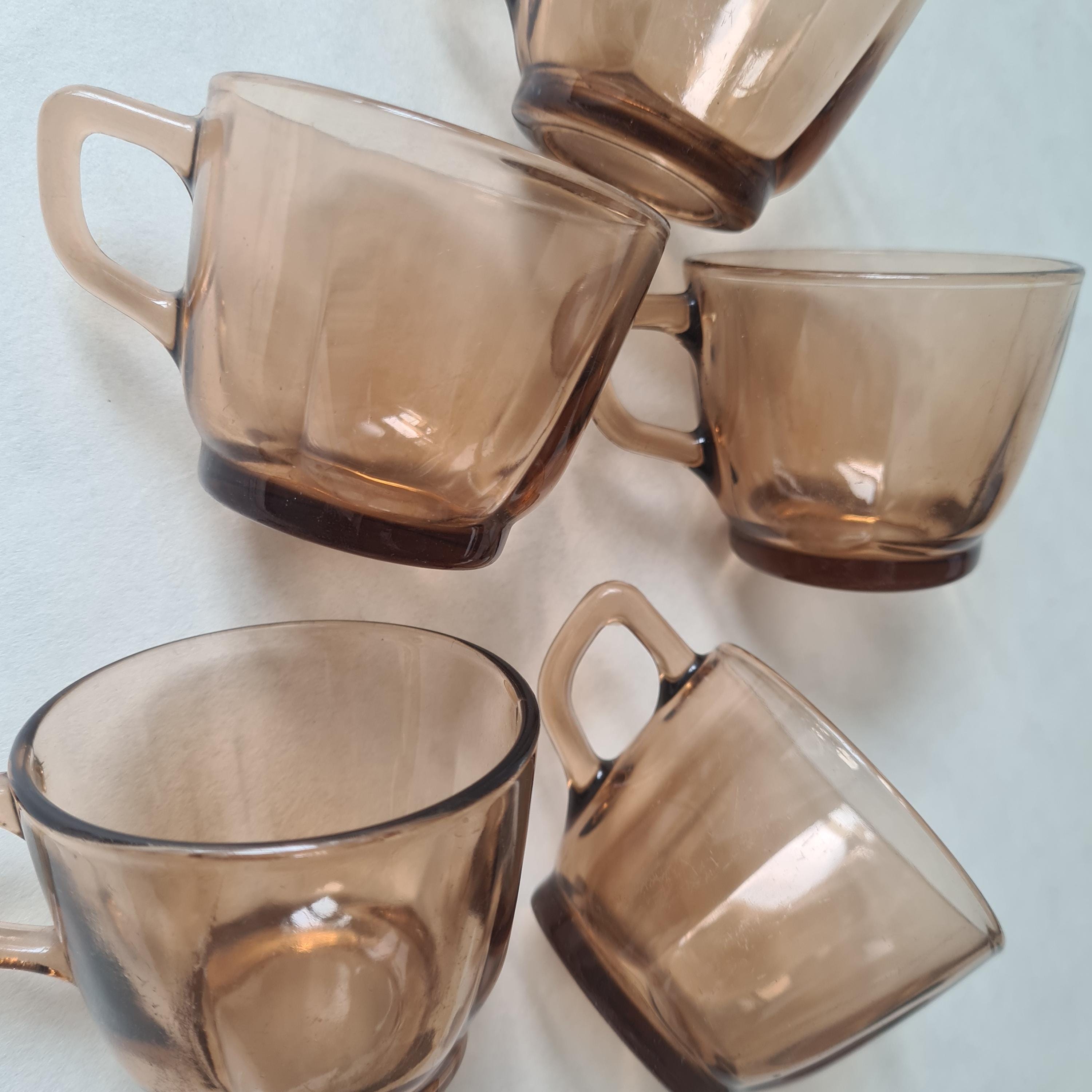 6 tasses ambré, Duralex, vintage - Arts de la table