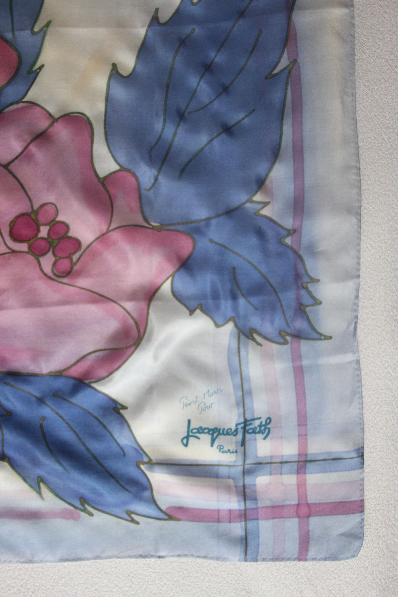 Cravate Vintage Jacques Fath En Pure Soie, Rayures Bleues - Style Collège, Fait Main En France