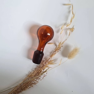 Tapón de vidrio vintage/bola redonda/color ámbar anaranjado/hecho a mano/artesanal/grande/garrafa para botella/accesorio antiguo/cristalería artística