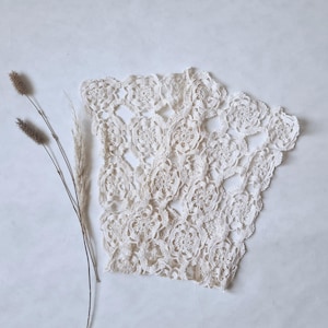Vintage table runner doily/crochet crocheted cotton/artisanal handmade/long rectangle/party decoration ornament/retro 70s French flea market