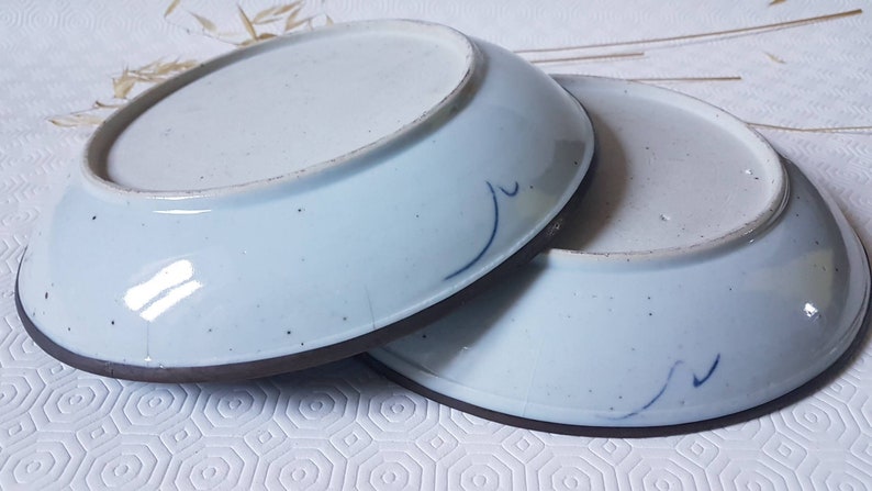 Vintage Plates set Porcelain Old China Asian Art Handcrafted Decor Blue Wall Decoration Home Interior Antiques Collectible flea market image 10