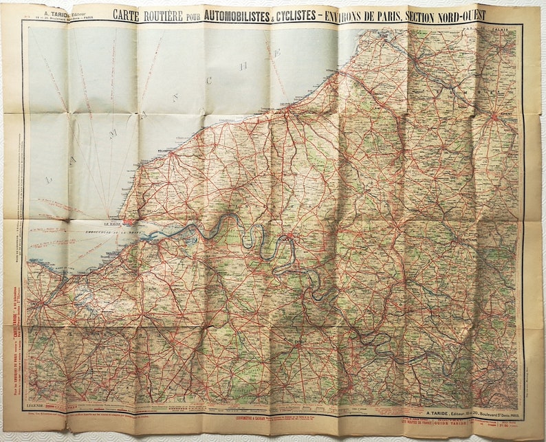 Vintage Michelin Taride Road Map Motorist Cyclist Paris Area Etsy