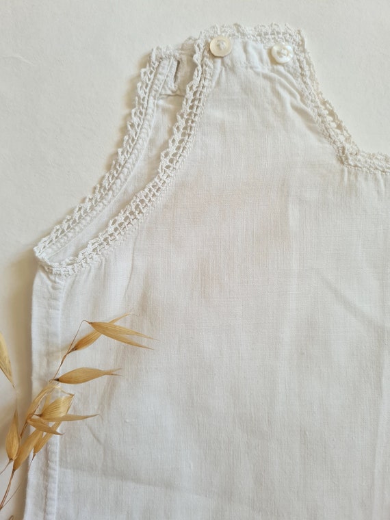 Vintage linen baby birth child white cotton embro… - image 4
