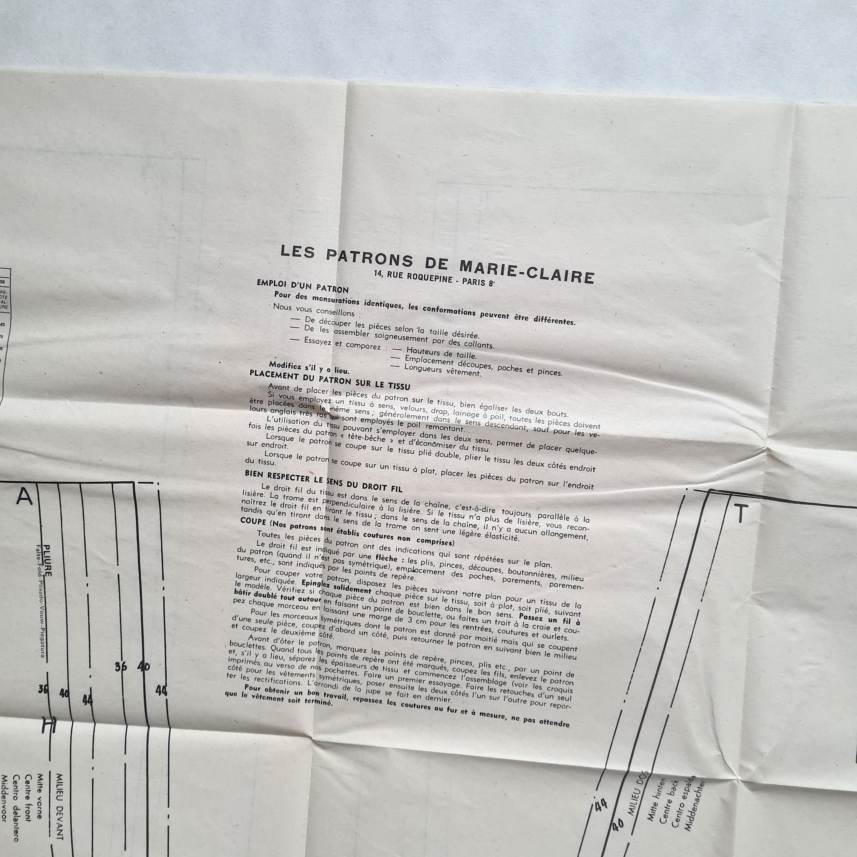 Patron Marie Claire Pantalon Large Et Veste - Taille 40 à 48 - Années 70 - Ancien