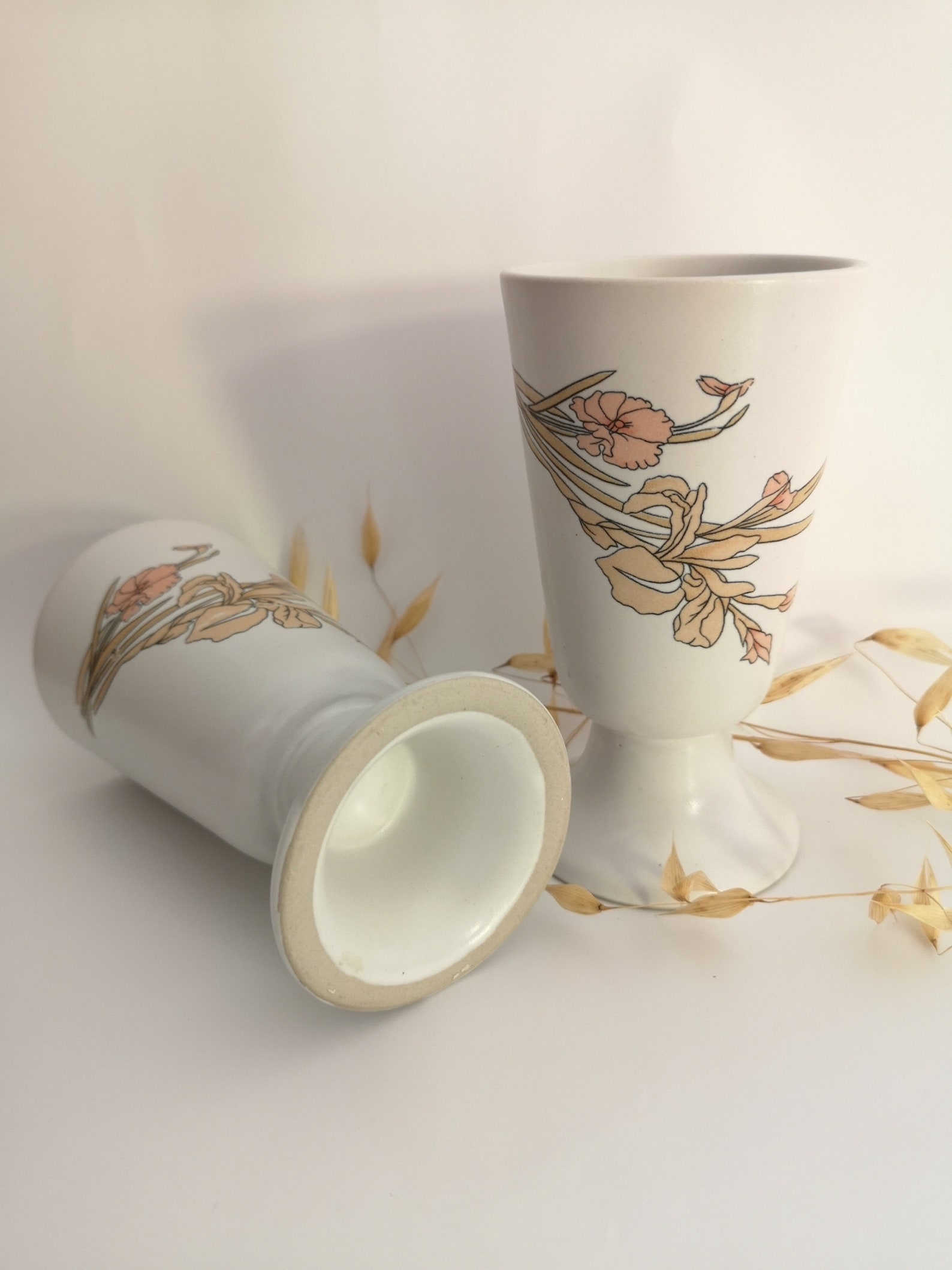 Mazagran (grand Mug) En Céramique CNP Motif 'Lierre Sauvage' - 14,5 Cm, Blanc, Occasion