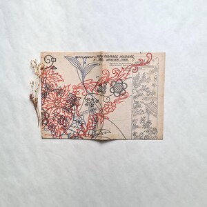 May include: A vintage embroidery pattern booklet with a red and black floral design on the front cover. The text on the cover reads "Supplement a Mon Ouvrage Madame, N° 184, Janvier 1964".