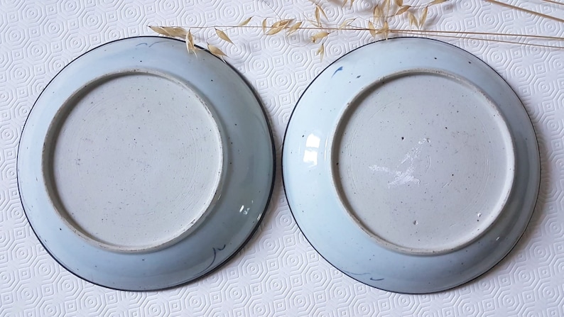 Vintage Plates set Porcelain Old China Asian Art Handcrafted Decor Blue Wall Decoration Home Interior Antiques Collectible flea market image 9