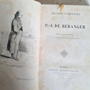 Vintage book Oeuvres Complètes De Béranger France French literature Elvizerian edition Perrotin Paris 1841 XIXth century collection old