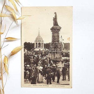 Cartolina d'epoca/bianco e nero/Sainte Anne Auray/pellegrinaggio alla fontana dei pellegrini/cancelleria francese/lettera postale/vecchia collezione di costumi