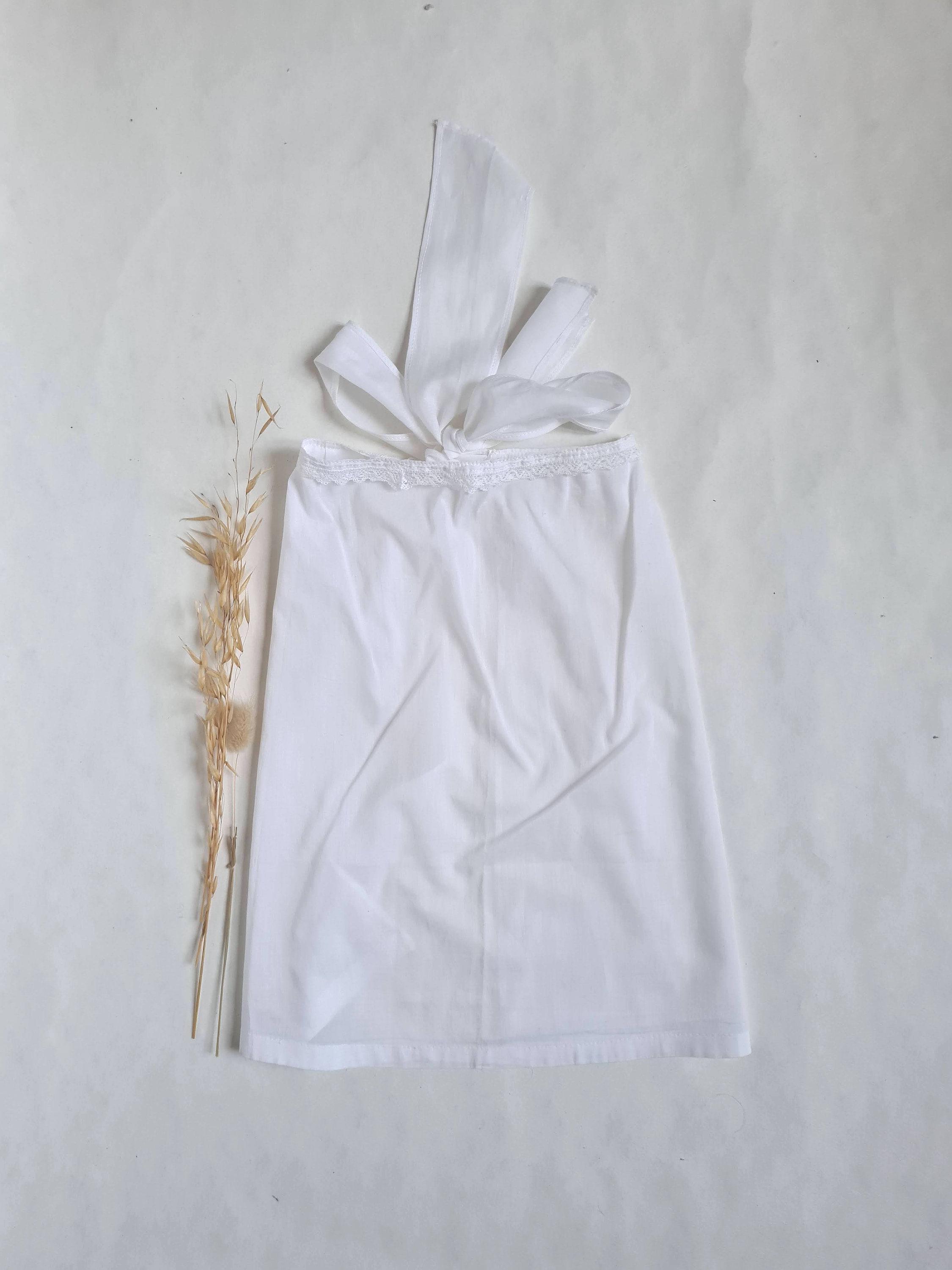 Demi-tablier Ancien Serviteur - Blanc - Mousseline Et Dentelle - Vintage