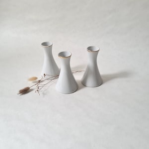 Vintage candlestick candle holder lot 3/white ceramic enamelled porcelain with gold edging/Winterling Bavaria Germany/classic chic candle
