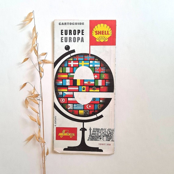 Vintage Road Map Plan Europe Shell 1967 Cartoguide Tourist Etsy