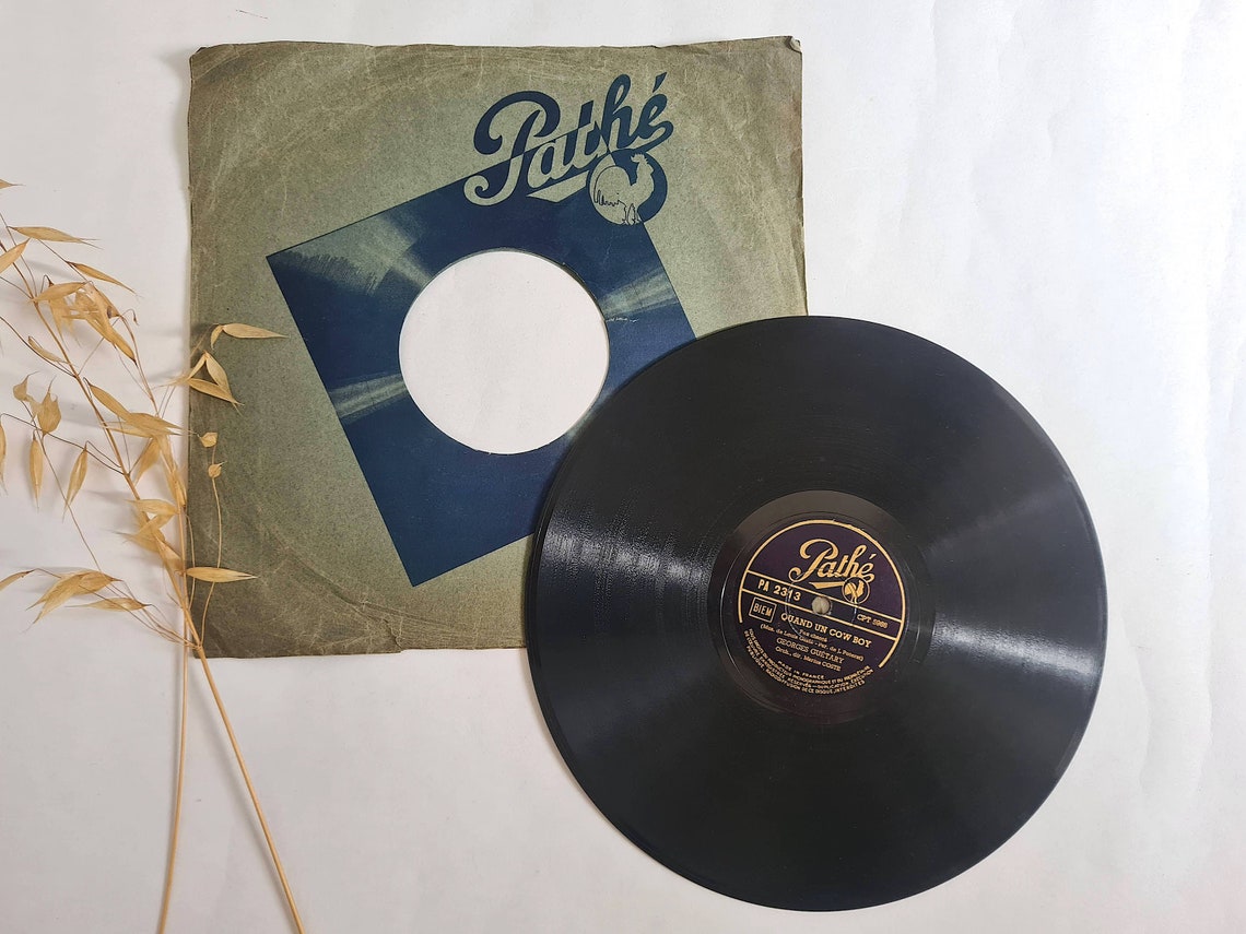 Vintage disque vinyle/Georges Guethary "Quand Un Cow Boy" et ""A Honolulu" 78 tours/chanson française/Pathé/rumba chantée fox chanté 1945, foto 4 di 5