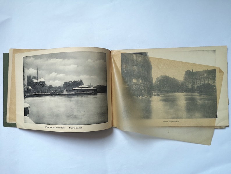 Antique photo album 32 views of flooded Paris and its suburbs January 29, 1910 photos collection booklet France history historical souvenir image 7