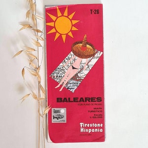 Vintage carte routière touristique/plan route dépliant/Majorque Baléares Espagne Europe/T 26 edition 1984/Firestone légende détaillée