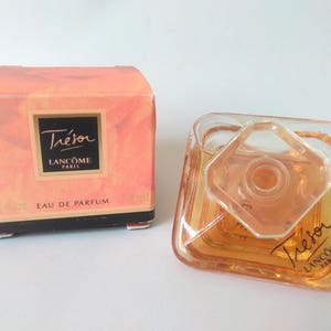 Vintage eau de parfum bottle miniature Trésor Lancome Paris France sample collection glass case gift glass bottle eau de toilette