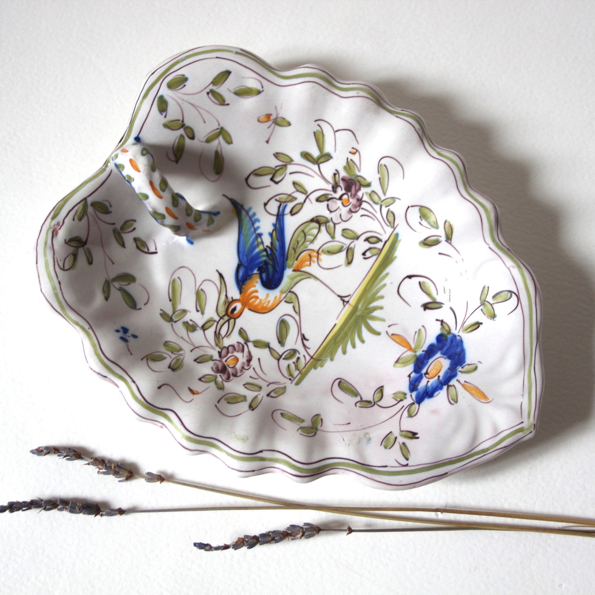 Vide Poche Moustier Ancien Faïence France Décoration Intérieure Maison Collection Fait Main Oiseau C