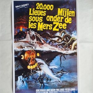 Vintage Filmplakat / 20.000 Meilen unter dem Meer / Walt Disney / Jules Verne / Frankreich Niederlande Niederländisch / großformatige Reproduktion