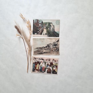 Vintage carte postale/ancienne collection/Le Tréport falaise Bethmalais Pyrénées Bone plage/couleur lettre courrier correspondance/papeterie