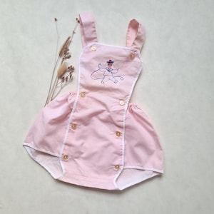 Barboteuse Vintage Petit Diable - Bleue, Brodée - Taille 12-18 Mois - France - Occasion Très Bon état