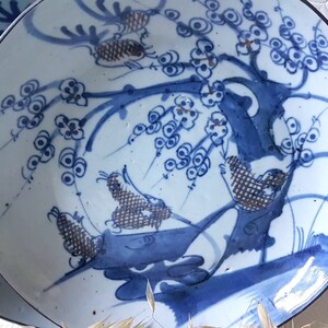 Vintage Plates set Porcelain Old China Asian Art Handcrafted Decor Blue Wall Decoration Home Interior Antiques Collectible flea market image 5