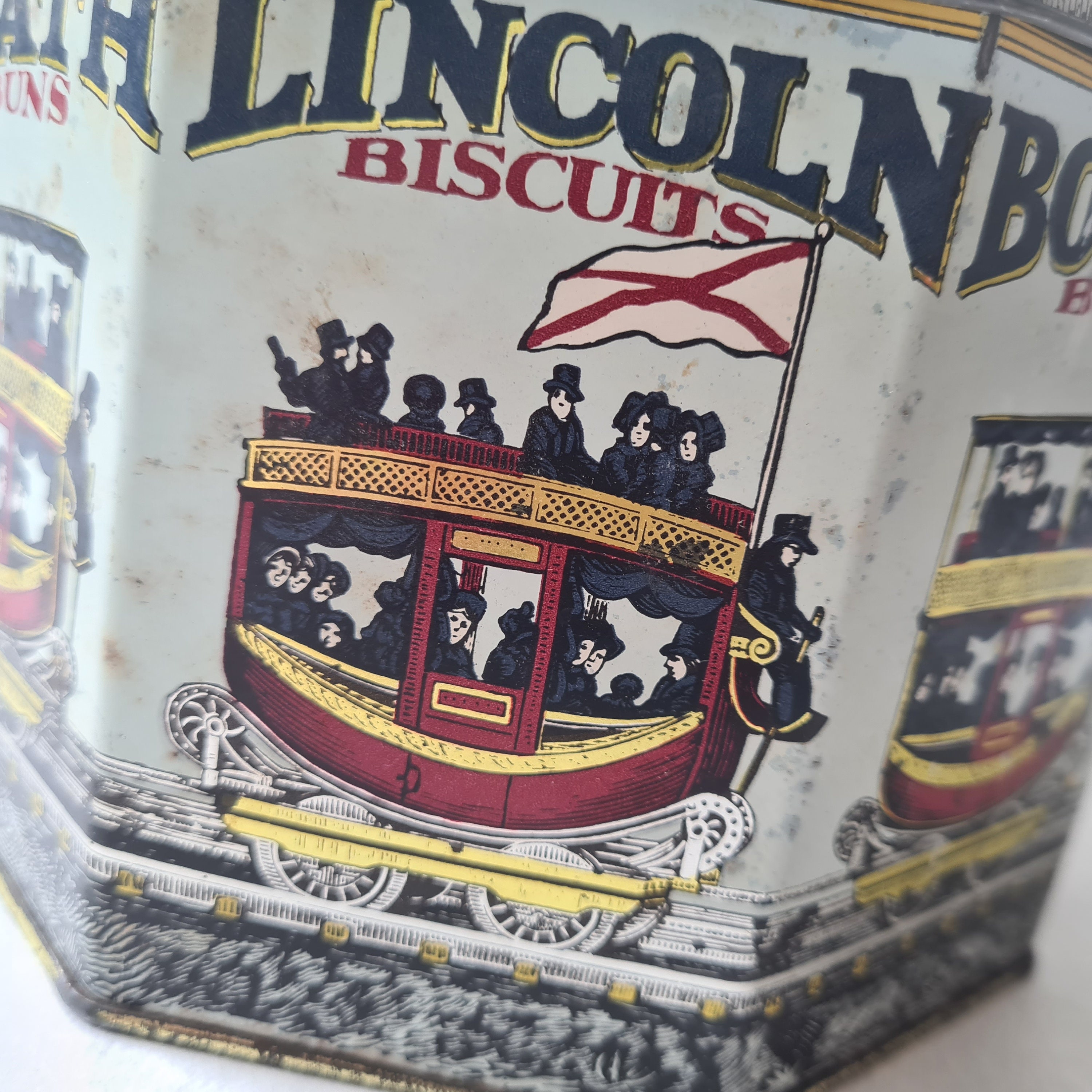 Vintage Iron Metal Sheet Box/cakes Biscuits Metropolitan Excursion/gray ...