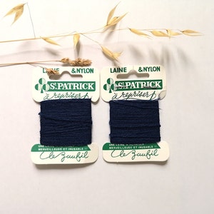 Linha de retrosaria vintage lã recuperação costura costura são patrício bordar costureira ferramenta acessório azul escuro marinho frança